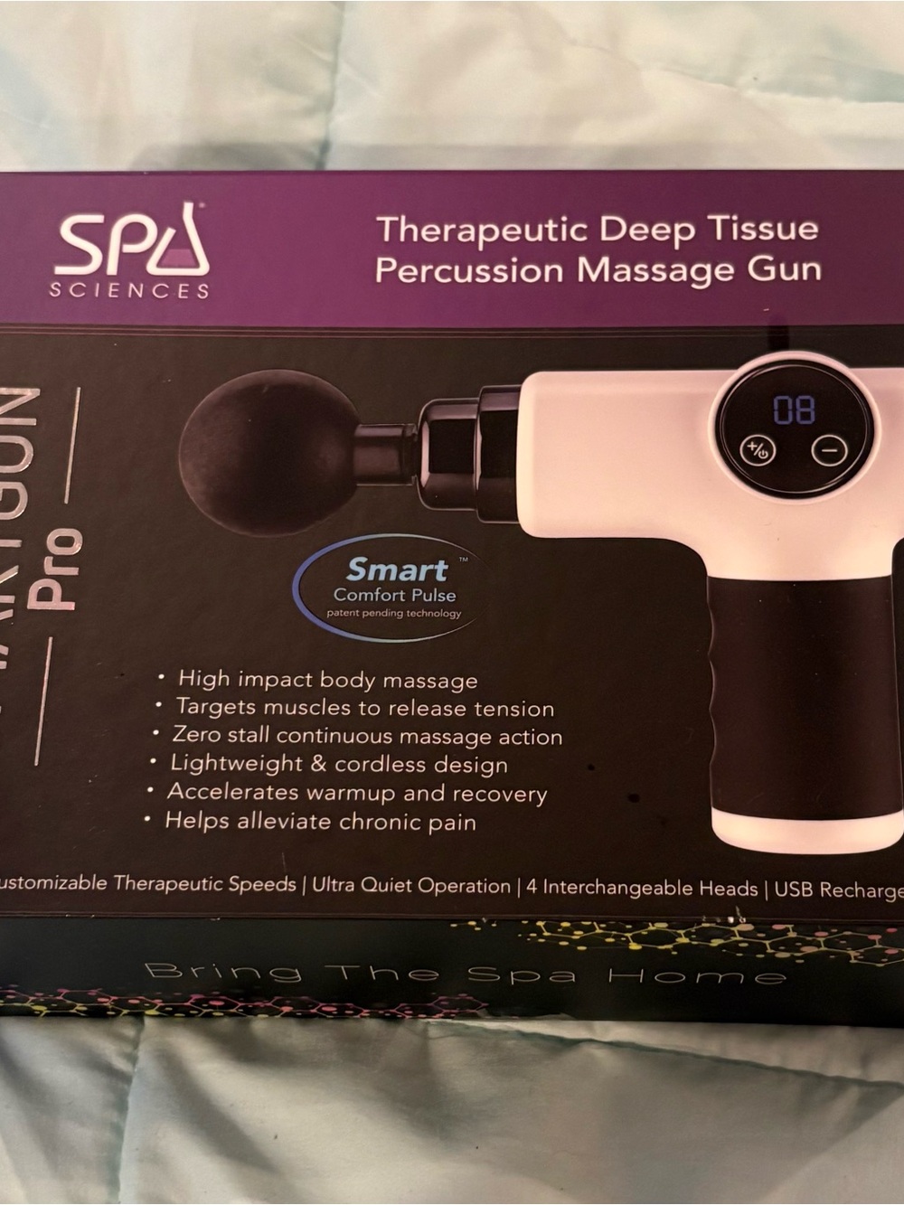 SPA Sciences Therapeutic Deep Tissue Percussion Massage Gun - White & Black